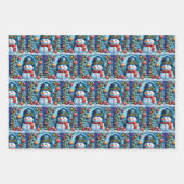 Schneemann mit Weihnachtsdeko -  ラッピングペーパーシート (正面)