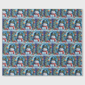 Schneemann mit Weihnachtsdeko -  ラッピングペーパー (フラット)