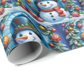 Schneemann mit Weihnachtsdeko -  ラッピングペーパー (ロールコーナー)