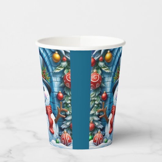 Schneemann mit Weihnachtsdeko - 紙コップ (左)
