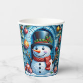 Schneemann mit Weihnachtsdeko - 紙コップ (正面)