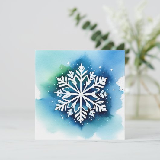 Schneestern auf Aquarell Hintergrund - türkis grün (スタンド正面)