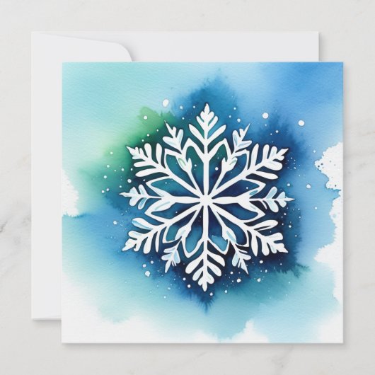 Schneestern auf Aquarell Hintergrund - türkis grün (正面)