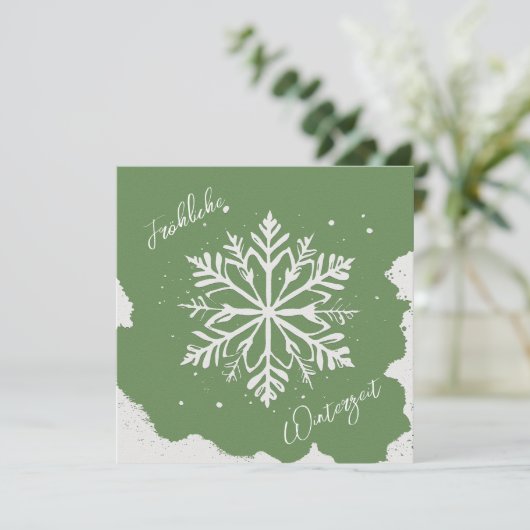 Schneestern auf grünem Hintergrund - Prägeoptik (スタンド正面)
