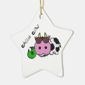 Schnozzle牛安定した利益源の漫画w/Moneyのバッグ セラミックオーナメント (左)