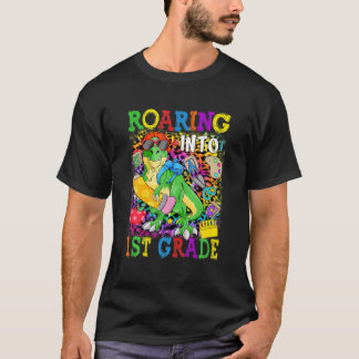 Schoに戻る1年生の恐竜Tレックスに轟音 Tシャツ