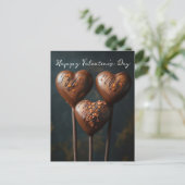 Schokoladen Cake Pops Herzen Valentinstag ポストカード (スタンド正面)