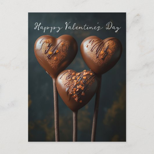 Schokoladen Cake Pops Herzen Valentinstag ポストカード (正面)