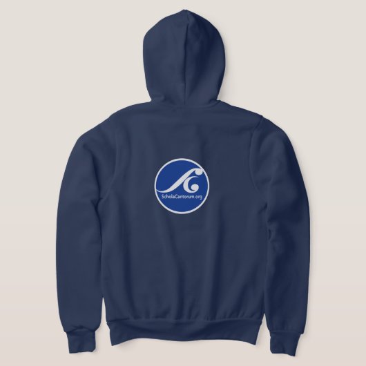 Schola "Dot"ロゴを背面に表示したZipフード付きスウェットシャツ パーカ (レイダウン裏面)