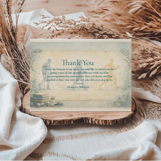 Scholarly Physical Therapy Graduation サンキューカード