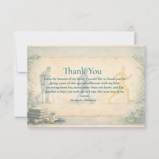 Scholarly Physical Therapy Graduation サンキューカード (正面)