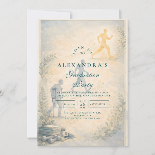 Scholarly Physical Therapy Graduation 招待状 (正面)