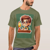 『Scholarly Savvy: Cartoon 3D Boy Studing』 Tシャツ (正面)