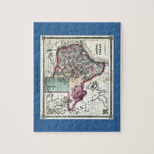 Schönberg及びCo.によるテキサス州の1866人の好古家の地図 ジグソーパズル (縦)