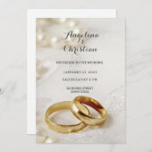Schöne Ehering Hochzeitseinladung Karte 招待状 (正面/裏面)
