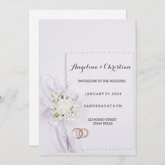 Schöne Ehering Hochzeitseinladung Karte 招待状 (正面/裏面)