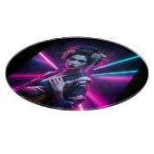 Schöne Geisha Puzzle mit Neon Hintergrund – Elegan カッティングボード (角)