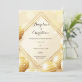 Schöne Goldige Hochzeitseinladung Karte 招待状 (スタンド正面)