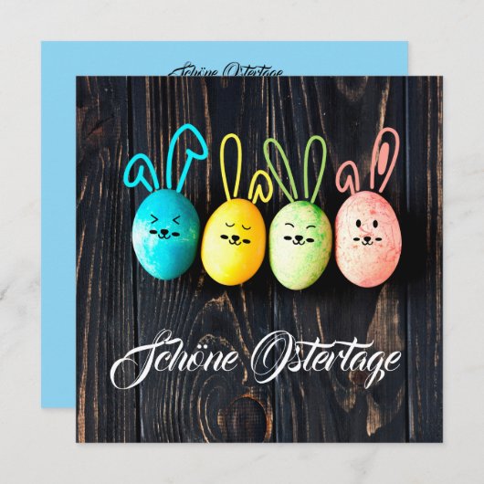 Schöne Ostertage und bunte Eier シーズンカード (正面/裏面)