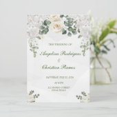 Schöne weise Rosen Hochzeitseinladung Karte 招待状 (スタンド正面)