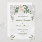 Schöne weise Rosen Hochzeitseinladung Karte 招待状 (正面/裏面)