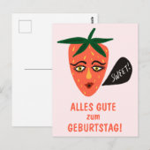 schönen Geburtstag Alles Gute lustig süße Erdbeere ポストカード (正面/裏面)