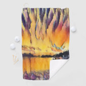 Schöner Sonnenaufgang als Aquarell Design ゴルフタオル (インサイチュ)
