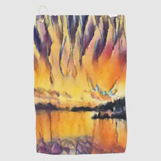 Schöner Sonnenaufgang als Aquarell Design ゴルフタオル (正面)
