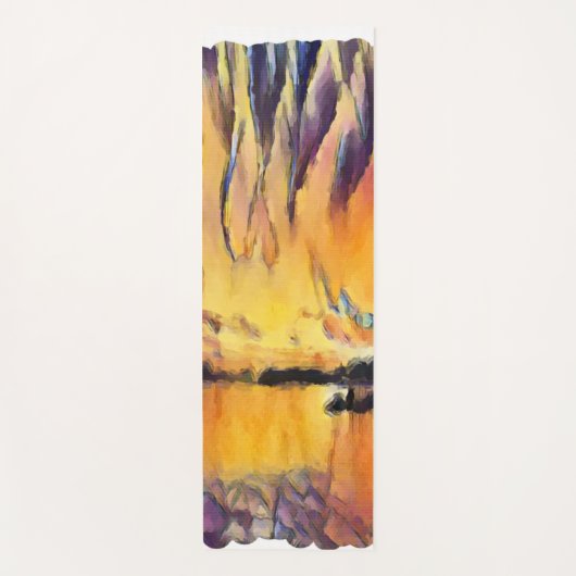 Schöner Sonnenaufgang als Aquarell Design ヨガマット (正面)