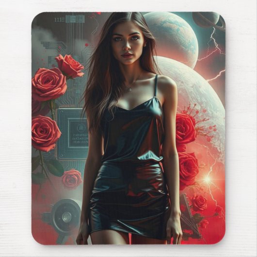 Schönheit, Planeten, Blumen und KI マウスパッド (正面)