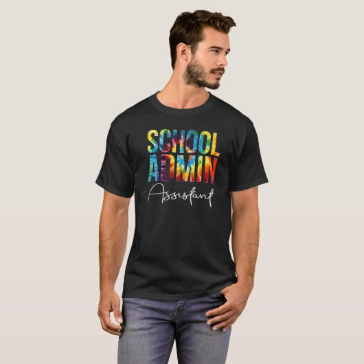 School Admin Assistant Tie Dye Appreciation Back T Tシャツ (正面フル)