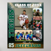 School Basketball Player Custom Name Photo Collage ポスター (正面)