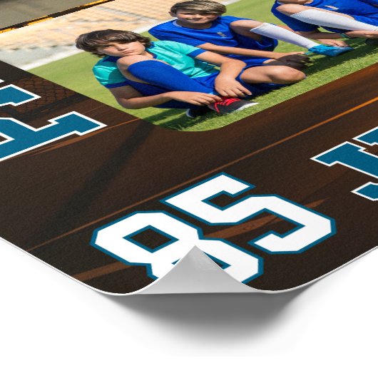 School Basketball Team Custom Name Photo Collage ポスター (角)