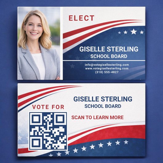 School Board Voter Election Campaign Photo QR Code 名刺