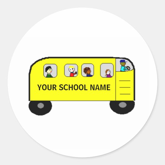 SCHOOL BUS – お使いの学校の製品 ラウンドシール (正面)