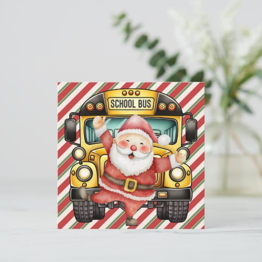 School Bus Christmas for Driver greeting card (スタンド正面)