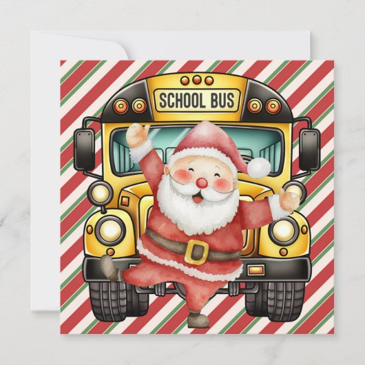 School Bus Christmas for Driver greeting card (正面)