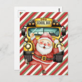 School Bus Christmas for Driver greeting card ポストカード (正面/裏面)