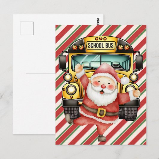 School Bus Christmas for Driver greeting card ポストカード (正面/裏面)