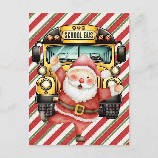 School Bus Christmas for Driver greeting card ポストカード (正面)
