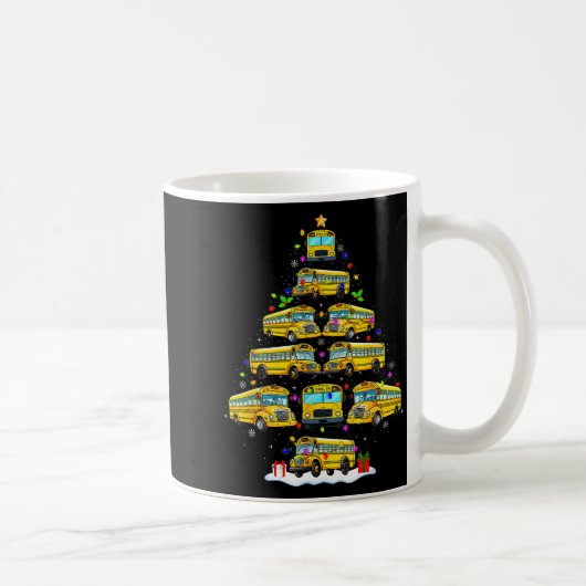 School Bus Christmas Tree Funny Santa Bus Driver P コーヒーマグカップ (右)
