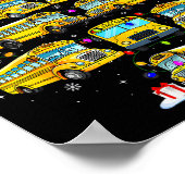 School Bus Christmas Tree Funny Santa Bus Driver P ポスター (角)