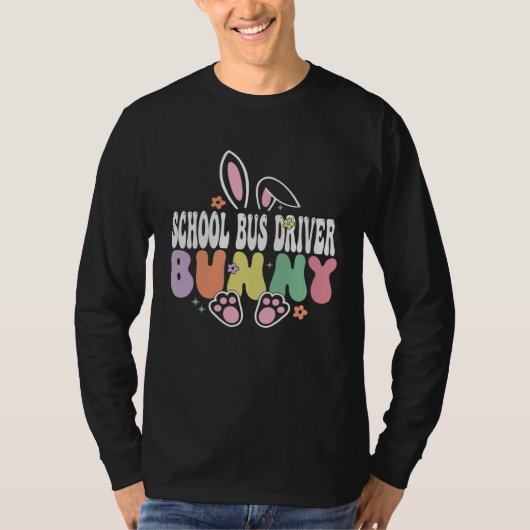 School Bus Driver Bunny Easter Day Groovy Family M Tシャツ (正面)