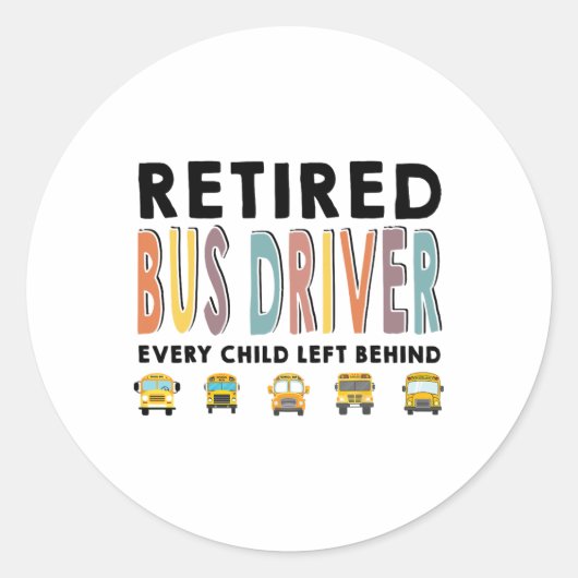 School Bus Driver Child Left Behind Retirement Gif ラウンドシール (正面)