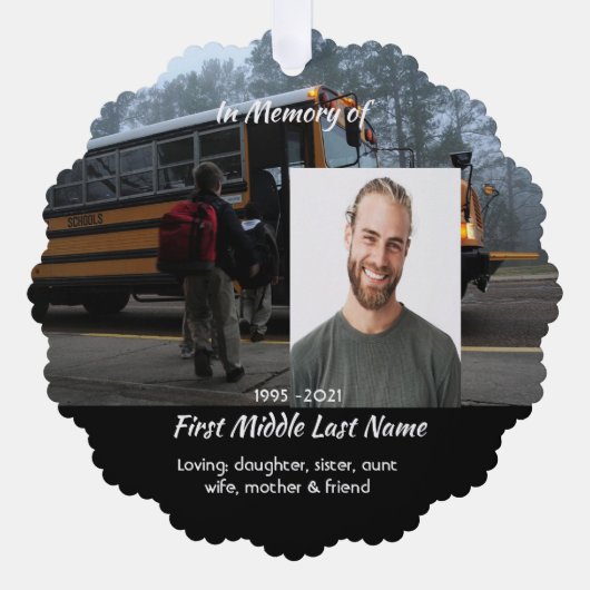 School Bus Driver  Memorial Keepsake  オーナメントカード (正面)