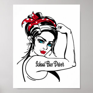 School Bus Driver Rosie The Riveter Pin Up ポスター