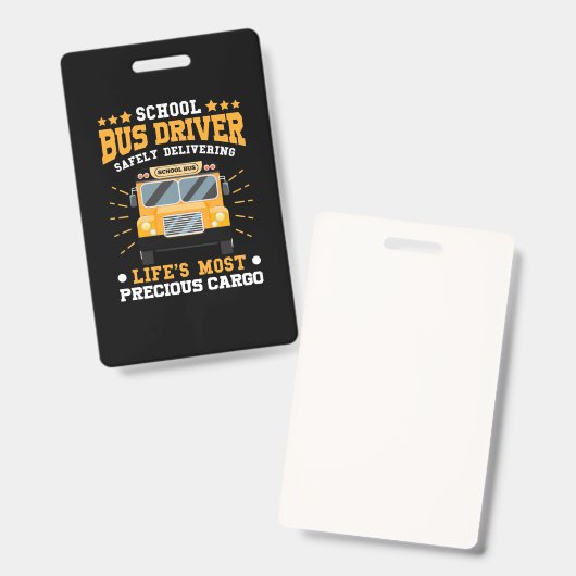 School Bus Driver Safely Delivering バッジ (Front & Back)