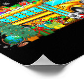 School Bus Driver Santa Hat Merry Christmas Tree M ポスター (角)