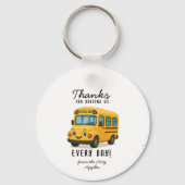 School Bus Driver Thank You Button, driving safely キーホルダー (正面)