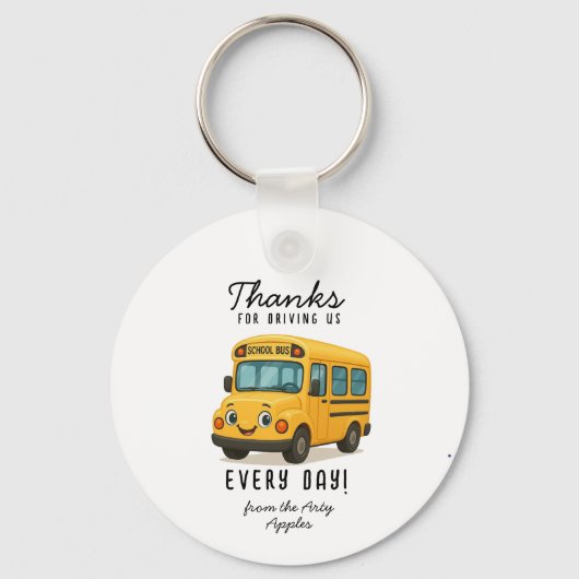 School Bus Driver Thank You Button, driving safely キーホルダー (正面)